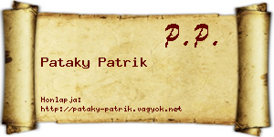 Pataky Patrik névjegykártya